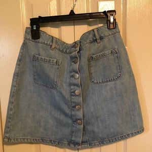 Garage button up jean skirt